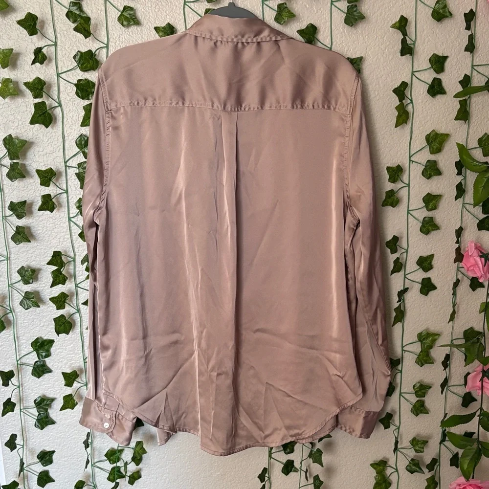 Dylan Women's Casual Taupe/Pink Button Down Shirt - Picture 5 of 5